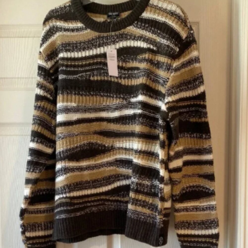 Todd Snyder Broken Stitch Crew Neck Sweater Sz Large. NWT. 100% Wool